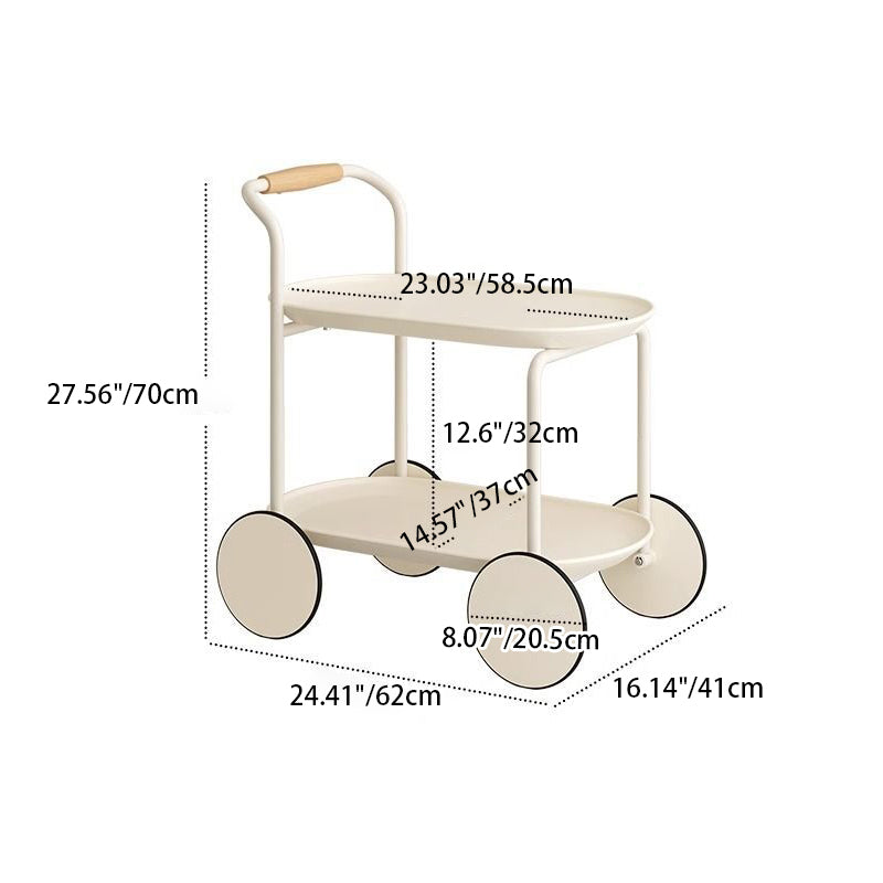 Contemporary Scandinavian Oval Plastic Iron End Table 2-Tier For Living Room