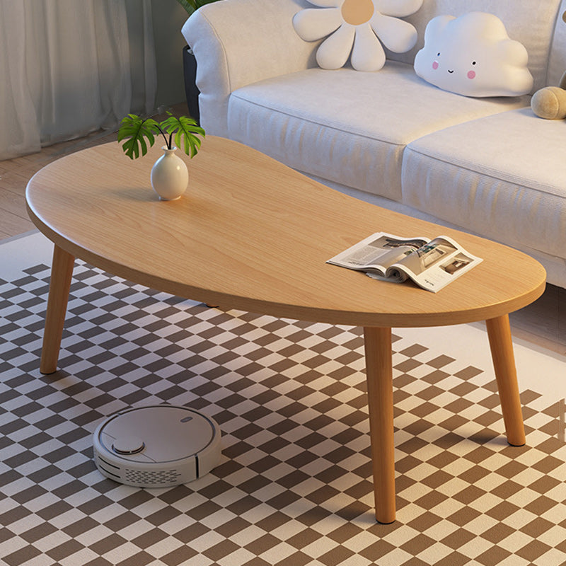 Traditional Japanese Oval Wood Coffee Table 1-Tier For Living Room