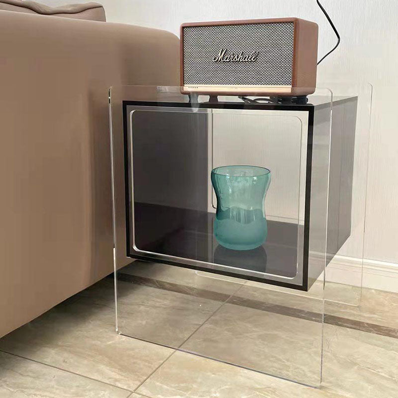 Contemporary Creative Rectangular Acrylic End Table 2-Tier For Living Room