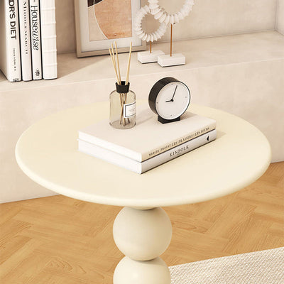 Contemporary Scandinavian Round Iron Rock Slab End Table 1-Tier For Living Room