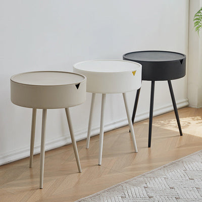 Modern Minimalist Round Iron Plastic End Table 1-Storage For Living Room