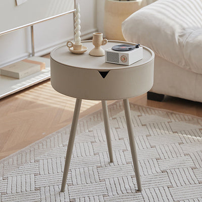 Modern Minimalist Round Iron Plastic End Table 1-Storage For Living Room