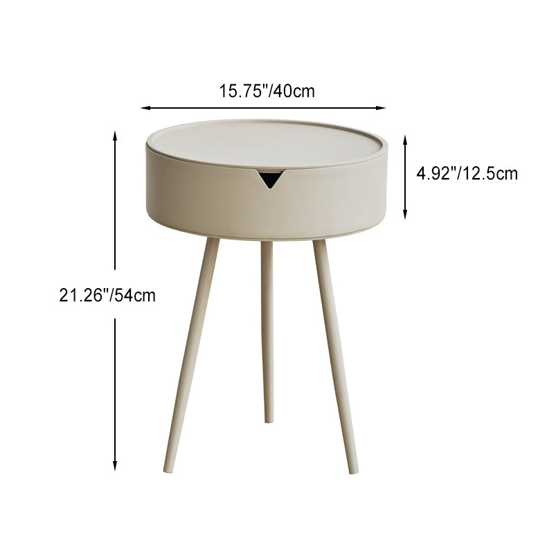 Modern Minimalist Round Iron Plastic End Table 1-Storage For Living Room