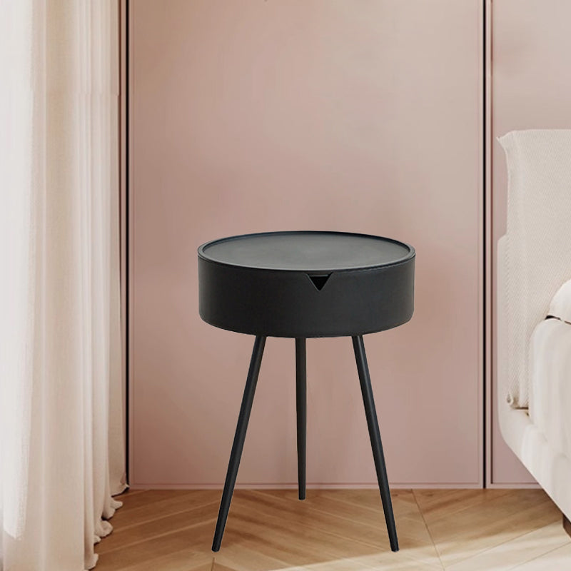 Modern Minimalist Round Iron Plastic End Table 1-Storage For Living Room