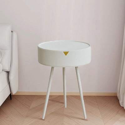 Modern Minimalist Round Iron Plastic End Table 1-Storage For Living Room