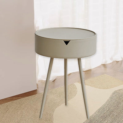 Modern Minimalist Round Iron Plastic End Table 1-Storage For Living Room