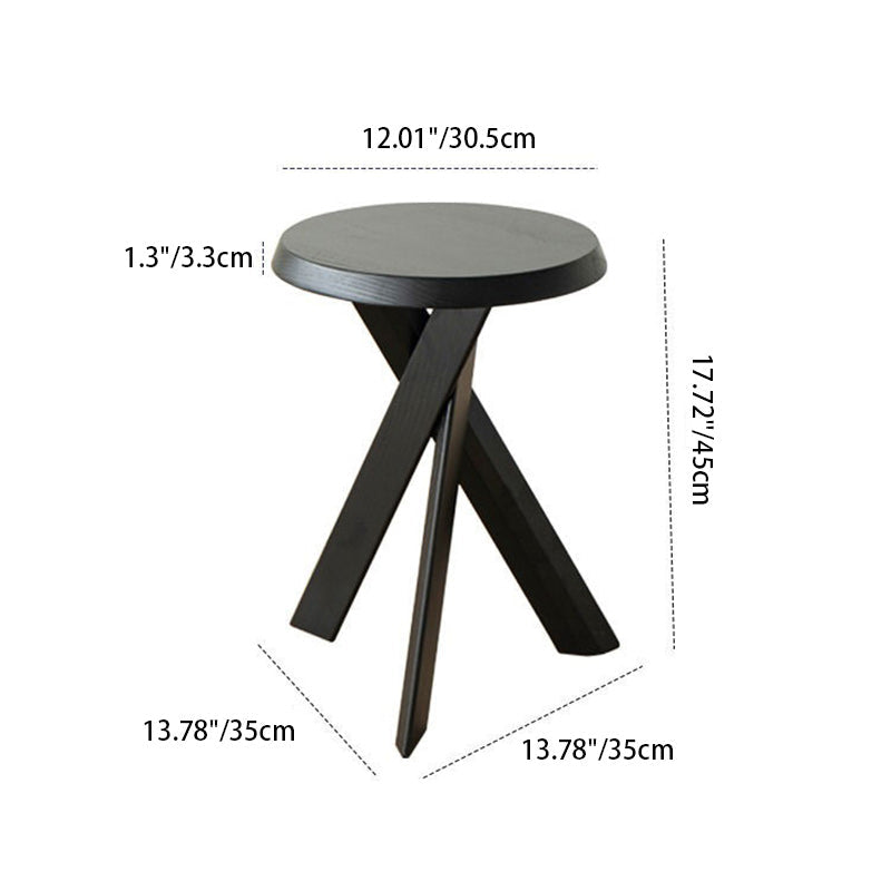 Traditional Japanese Round Wood End Table 1-Tier For Living Room