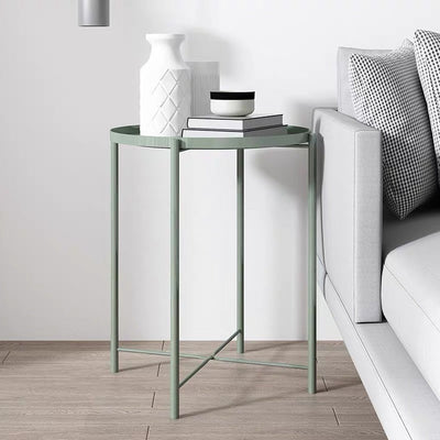 Contemporary Simplicity Round Steel End Table 1-Tier For Living Room