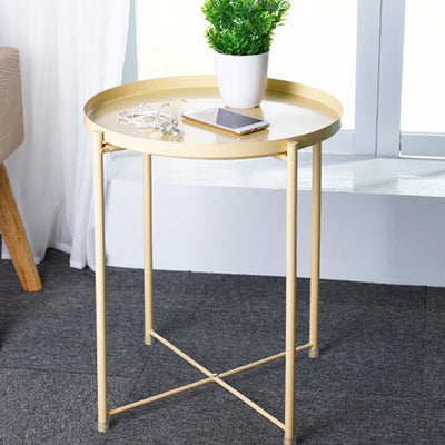 Contemporary Simplicity Round Steel End Table 1-Tier For Living Room