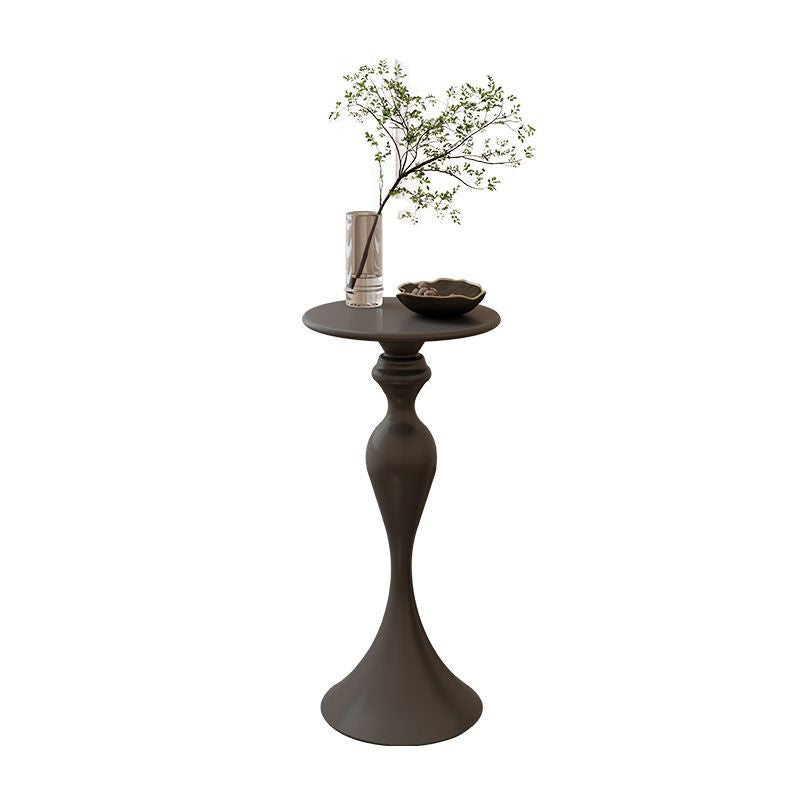 Contemporary Scandinavian Round Iron End Table 1-Tier For Living Room