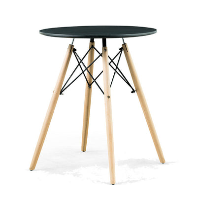 Contemporary Scandinavian Round Wood Iron End Table 1-Tier For Living Room