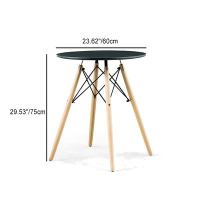 Contemporary Scandinavian Round Wood Iron End Table 1-Tier For Living Room