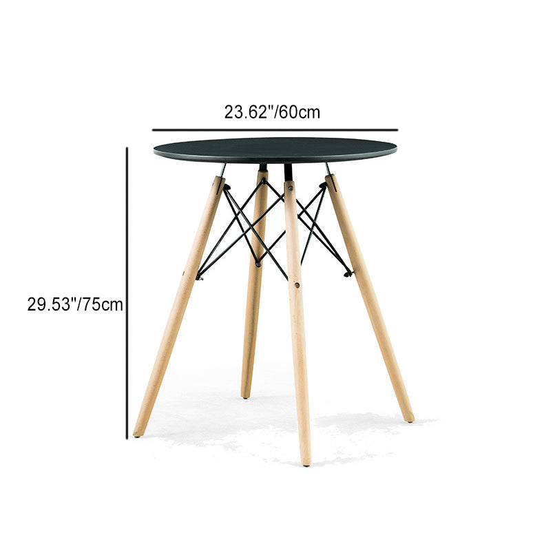 Contemporary Scandinavian Round Wood Iron End Table 1-Tier For Living Room