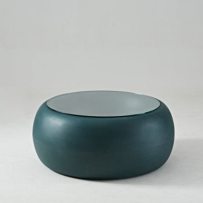 Contemporary Nordic Round Plastic Glass Coffee Table 1-Tier For Living Room