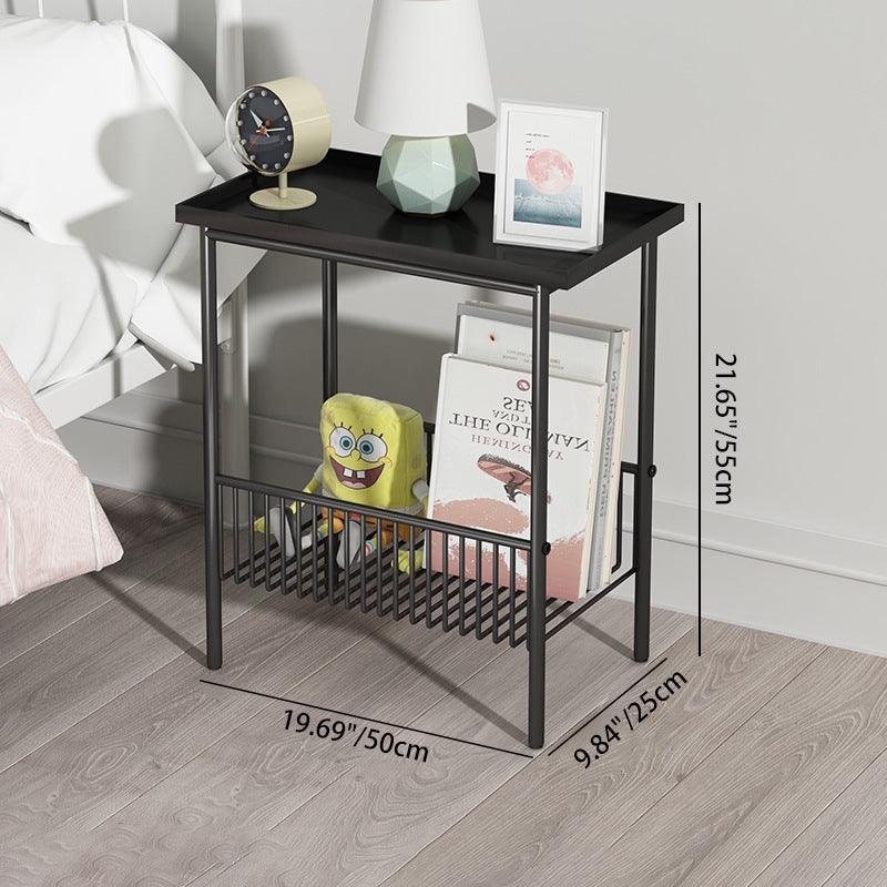 Modern Minimalist Rectangular Iron End Table 2-Tier For Living Room