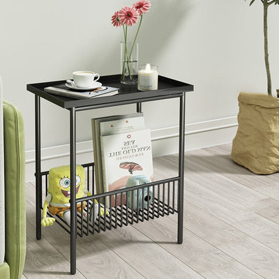 Modern Minimalist Rectangular Iron End Table 2-Tier For Living Room