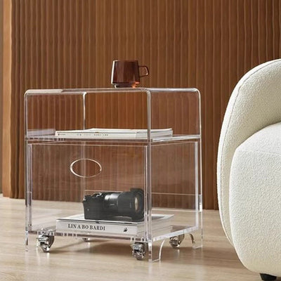 Modern Minimalist Rectangular Acrylic End Table 1-Storage For Living Room