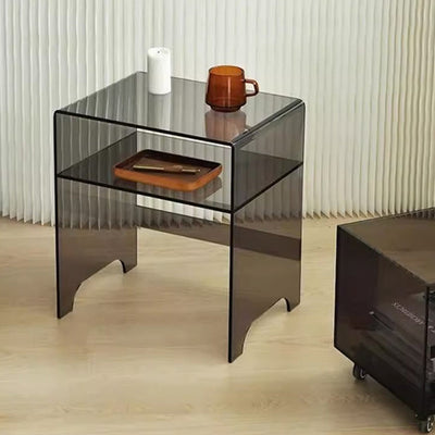 Modern Minimalist Rectangular Acrylic End Table 1-Storage For Living Room