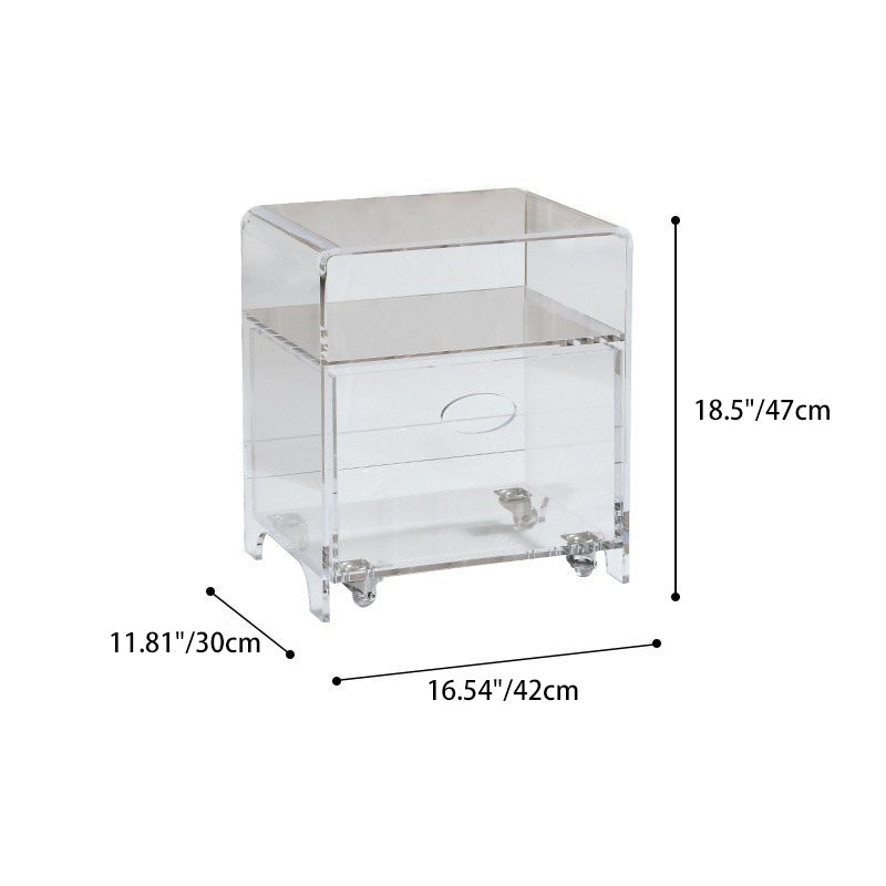 Modern Minimalist Rectangular Acrylic End Table 1-Storage For Living Room