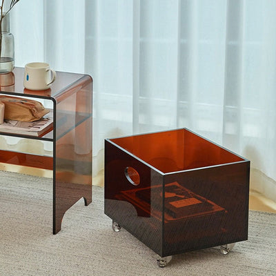 Modern Minimalist Rectangular Acrylic End Table 1-Storage For Living Room