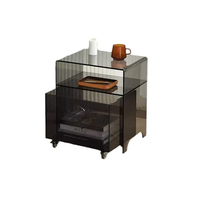 Modern Minimalist Rectangular Acrylic End Table 1-Storage For Living Room