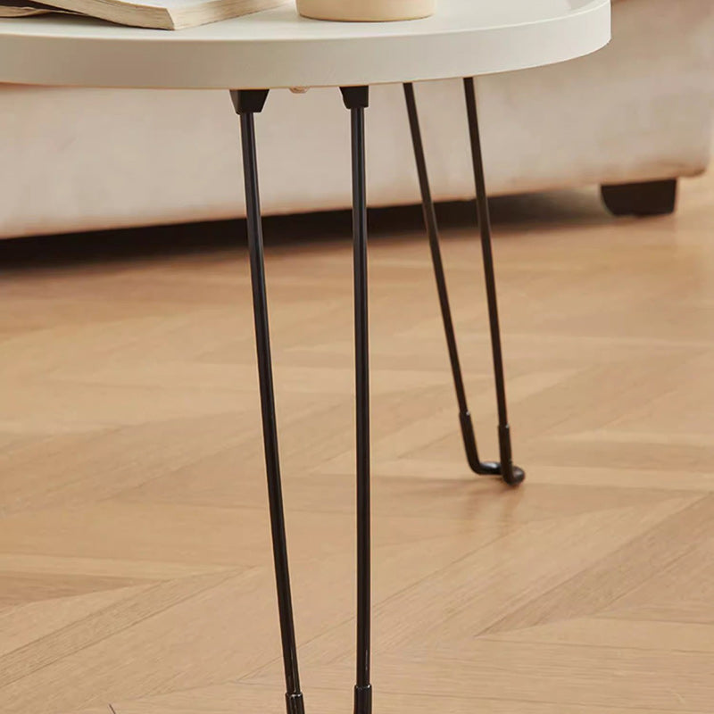 Modern Minimalist Round Steel Plastic End Table 1-Tier For Living Room