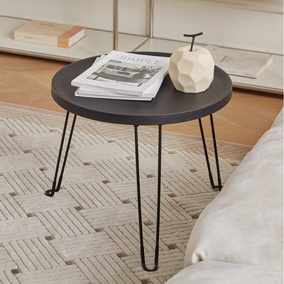 Modern Minimalist Round Steel Plastic End Table 1-Tier For Living Room