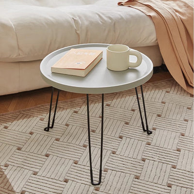 Modern Minimalist Round Steel Plastic End Table 1-Tier For Living Room