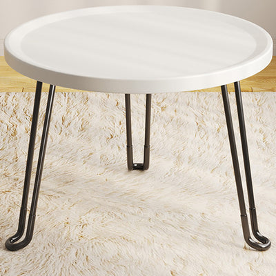 Modern Minimalist Round Steel Plastic End Table 1-Tier For Living Room