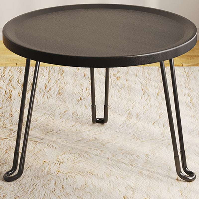 Modern Minimalist Round Steel Plastic End Table 1-Tier For Living Room