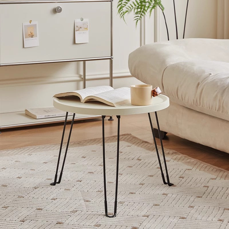 Modern Minimalist Round Steel Plastic End Table 1-Tier For Living Room