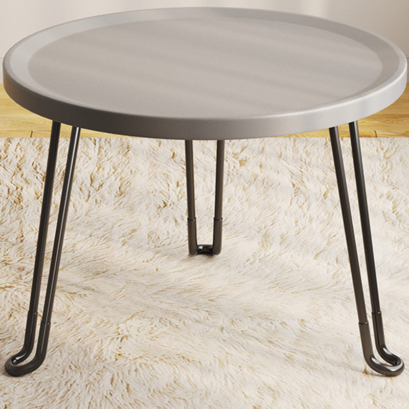 Modern Minimalist Round Steel Plastic End Table 1-Tier For Living Room