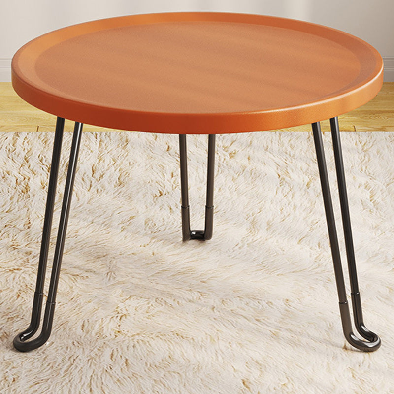 Modern Minimalist Round Steel Plastic End Table 1-Tier For Living Room