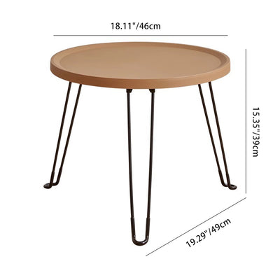 Modern Minimalist Round Steel Plastic End Table 1-Tier For Living Room