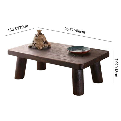 Traditional Japanese Rectangular Wood Coffee Table 1-Tier For Living Room