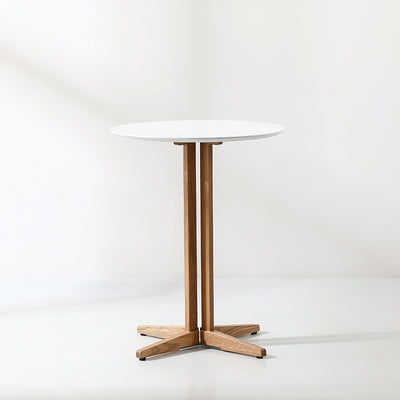 Contemporary Scandinavian Round Wood End Table 1-Tier For Dining Room