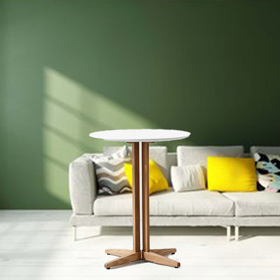 Contemporary Scandinavian Round Wood End Table 1-Tier For Dining Room