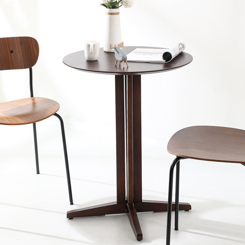 Contemporary Scandinavian Round Wood End Table 1-Tier For Dining Room