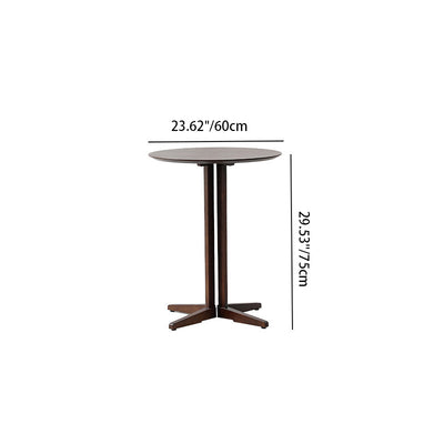 Contemporary Scandinavian Round Wood End Table 1-Tier For Dining Room