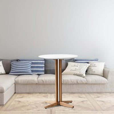 Contemporary Scandinavian Round Wood End Table 1-Tier For Dining Room