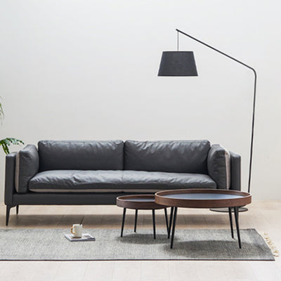 Table basse ronde contemporaine en bois et fer scandinave à 1 niveau pour salon 