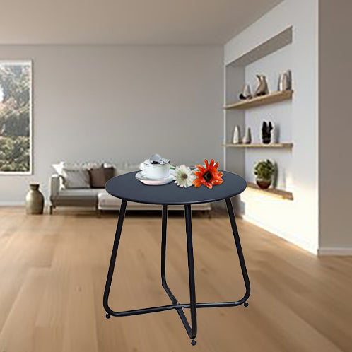 Modern Minimalist Round Iron End Table 1-Tier For Living Room