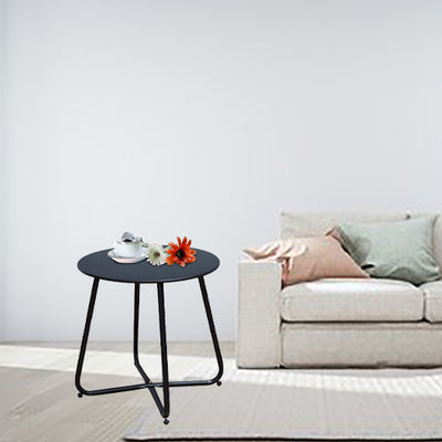 Modern Minimalist Round Iron End Table 1-Tier For Living Room