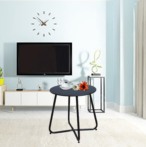 Modern Minimalist Round Iron End Table 1-Tier For Living Room