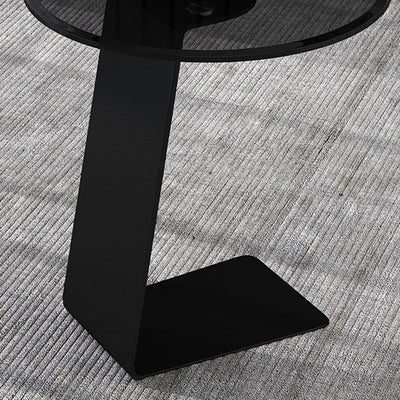 Table basse ronde en acier et verre minimaliste moderne 1 niveau pour salon 