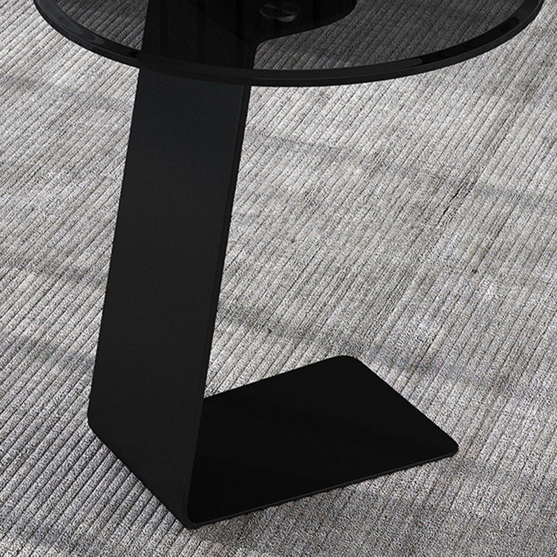 Modern Minimalist Round Steel Glass Coffee Table 1-Tier For Living Room