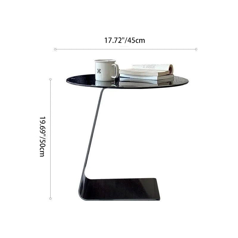 Modern Minimalist Round Steel Glass Coffee Table 1-Tier For Living Room