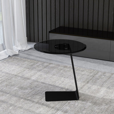 Table basse ronde en acier et verre minimaliste moderne 1 niveau pour salon 