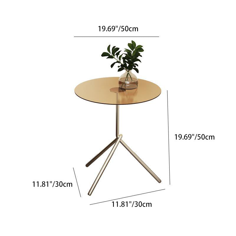 Contemporary Scandinavian Round Iron Acrylic End Table 1-Tier For Living Room