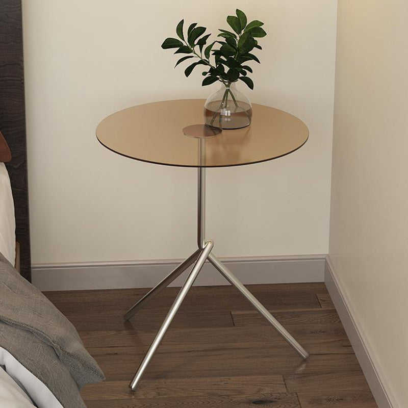 Contemporary Scandinavian Round Iron Acrylic End Table 1-Tier For Living Room